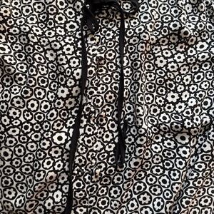 Talbots Black and White Geometric Floral Blouse
